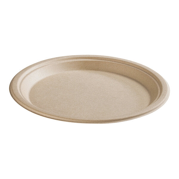 Brheez 12" x 10" Bagasse Oval Plate, Natural (500/Case)