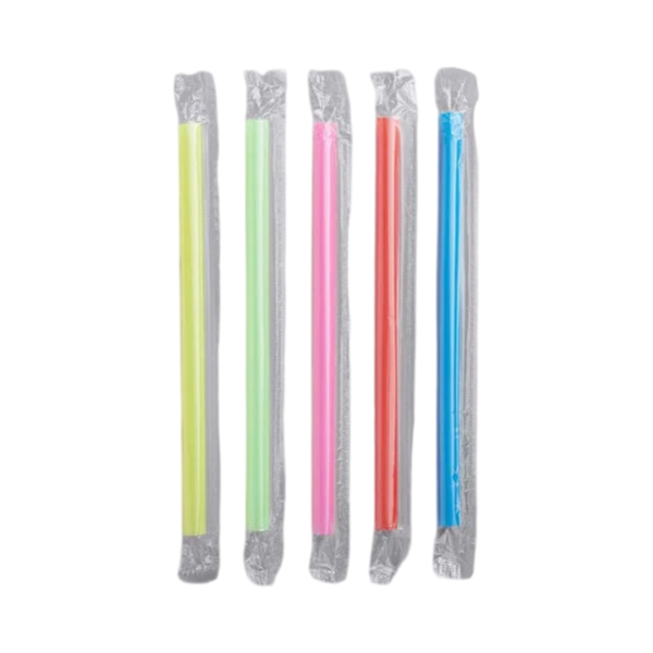 8 1/2" Colossal Neon Wrapped Straw [1600/Case]
