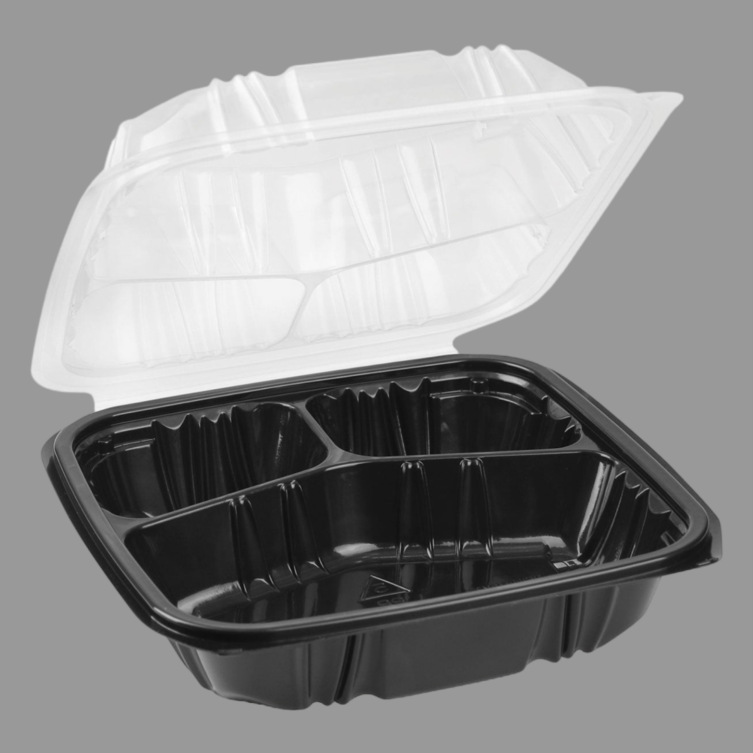 9"x 9"x 3"- 3 Compartment Dual-Color Microwavable Vented Hinged Lid Container [100/Case]