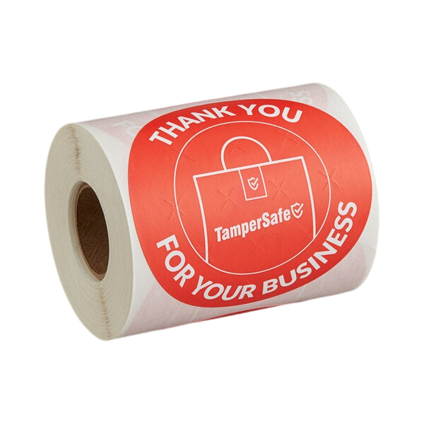 Tamper Evident Red Label Roll 3" [Thank You for Your Business]