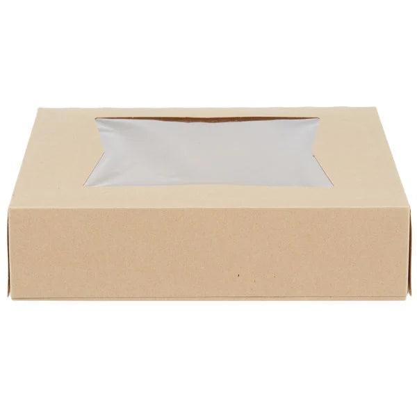 10" x 10" x 2 1/2" Kraft Auto-Popup Window Bakery Box [200/Case]