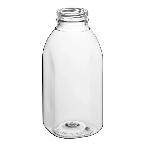 12 oz Wide Square PET Clear Juice Bottle - 160/Bag