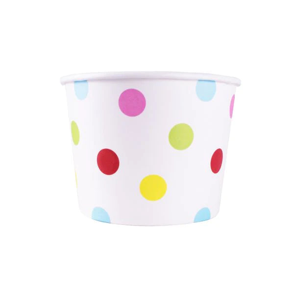 12 oz Paper Food/Ice Cream/Yogurt Cup, Dot Print [1000/Case]