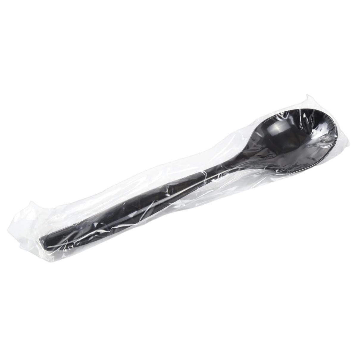 Plastic Serving Spoon Heavy Weight Black, Individually Wrapped [144 Pack]