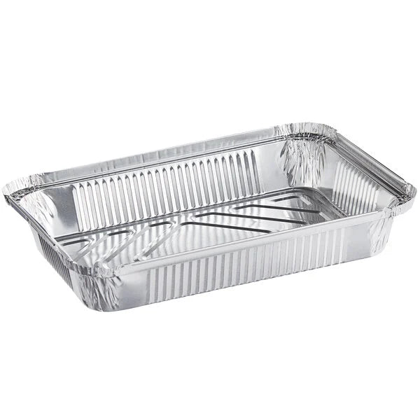 1 1/2 LB Foil Oblong Shallow Take Out Containers [500/Case]