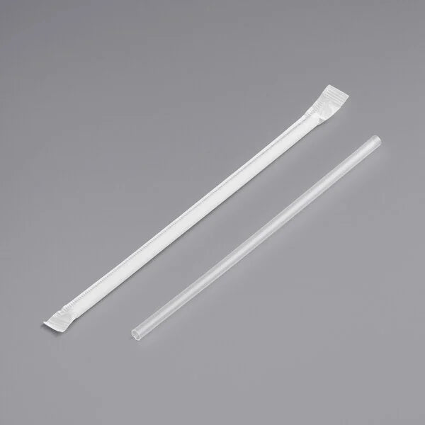 Crystalware 7.75'' Individually Wrapped Plastic Jumbo Straws, Clear [12,000/Case]