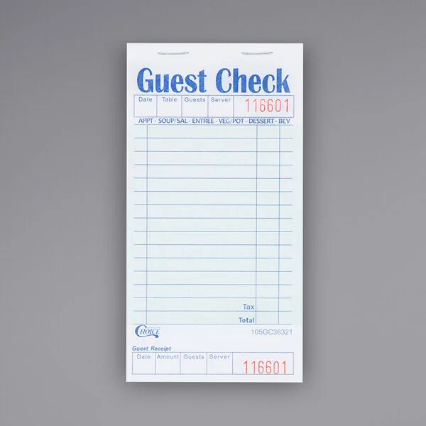 Guest Check 1 Part, 18 Lines, Board [50/50]