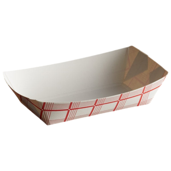 #50 Red Check Food Tray [1000 Pack]