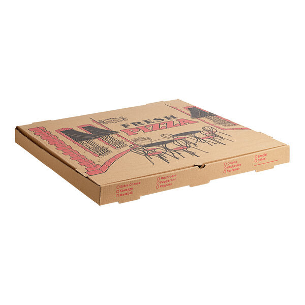 24" x 24" x 2" Kraft Corrugated Pizza Box - 25/Case