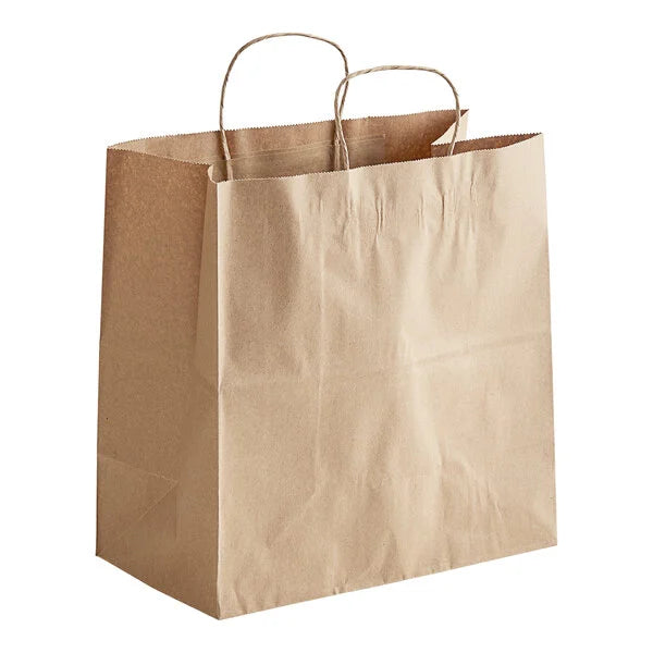 12" X 7" X 13" Kraft Paper Shopping Bag With Handle [250/Case]