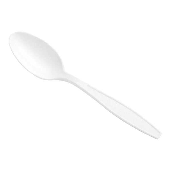 Heavy Weight PS Plastic Teaspoon, White [1000 Pack]