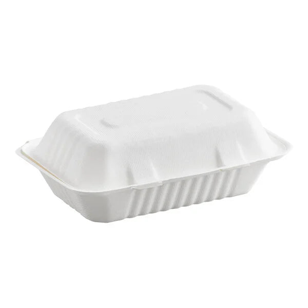 9” X 6” Bagasse Hinged Lid Container [250 Pack]