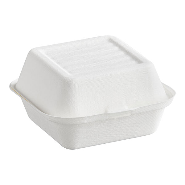 6" x 6" Bagasse Hinged Lid Container [500 Pack]