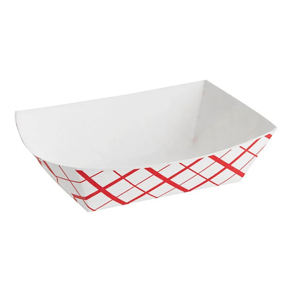 3 LB Red Check Paper Food Tray [500/Case]