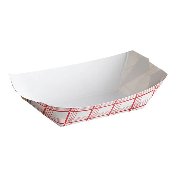 Southern Champion #25 - 1/4 LB Red Check Paper Food Tray [1000/Case]