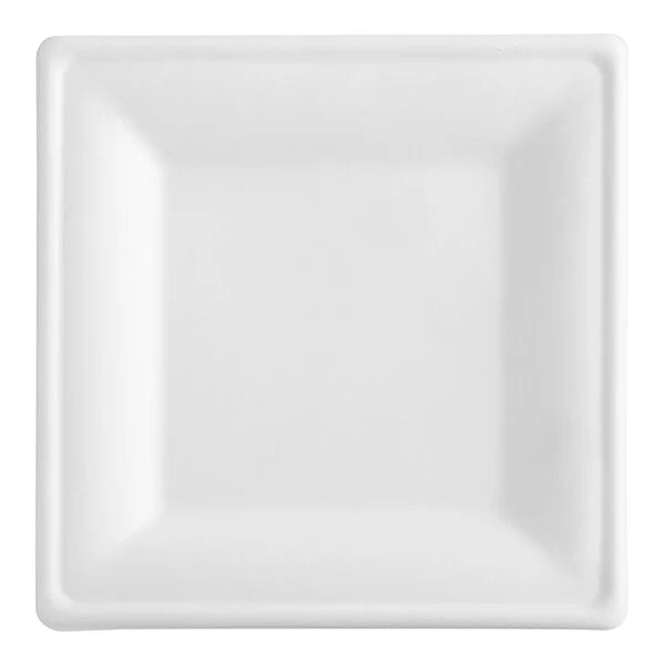 Brheez 10" Square Bagasse Plate, White