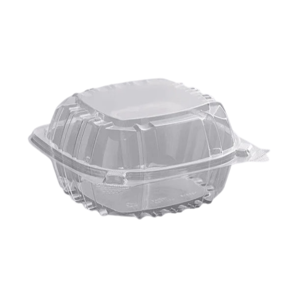 Dart C57PST1 - 6" x 5 13/16" x 3" Hinged Lid Plastic Container [500/Case]
