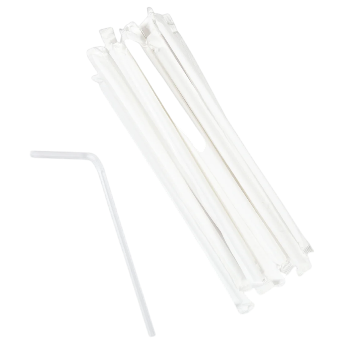 Plastic Flex Straws 7 5/8" Clear, Paper Wrapped [400 Pack]