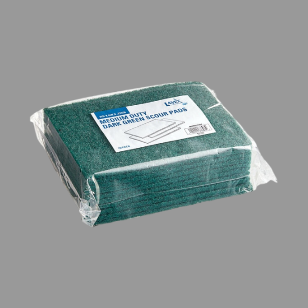 9" X 6" X 3/8"  Medium Duty Lavex Scouring Pad [10 Pack]