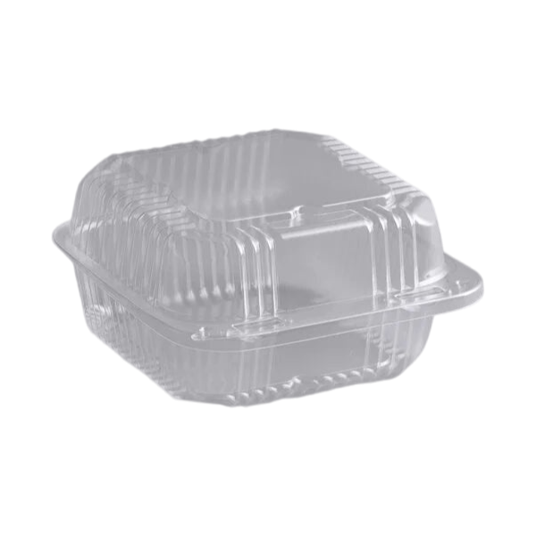 6.5" x 3.25" x 6.13" Clear Hinged Lid Plastic Container [500/Case]