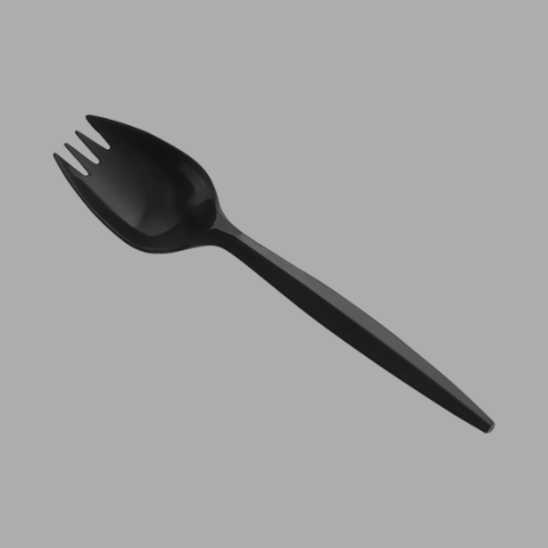 Medium Weight Plastic Spork, Black [1000 Pack]