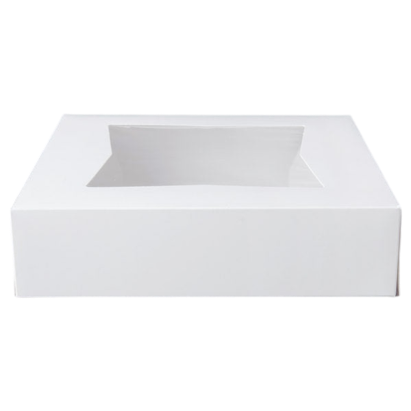 10" x 10" x 2 1/2" White Auto-Popup Window Bakery Box [200/Case]