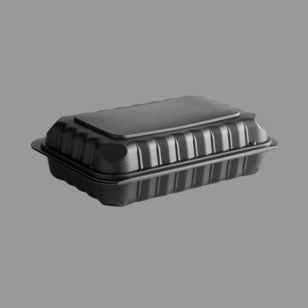 MFPP 9" x 6" Microwaveable  Mineral Filled Hinged Lid Container, Black [150 Case]