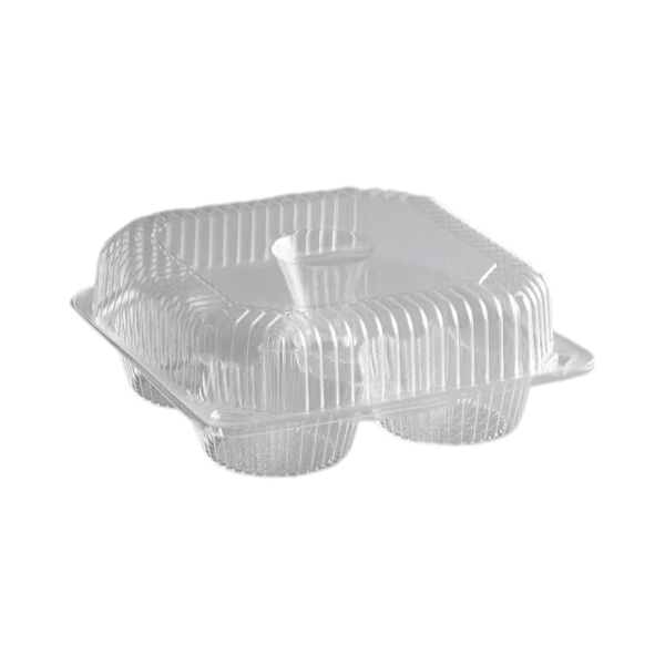 Baker's Mark 4-Compartment Clear Plastic Jumbo Cupcake / Muffin Container [300/Case]