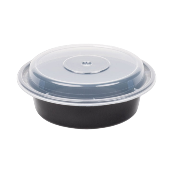 NC718B 16 oz Pactiv Round Microwavable Containers with Lids [150/Case]