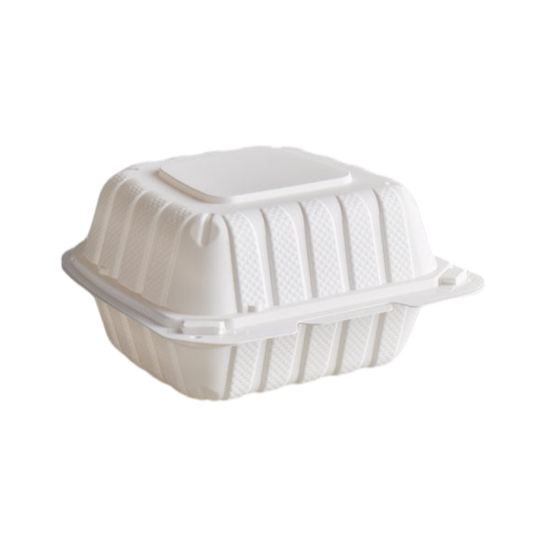 MFPP 6" x 6" Microwaveable Mineral-Filled Plastic Hinged Lid Containers, White [250 Pack]
