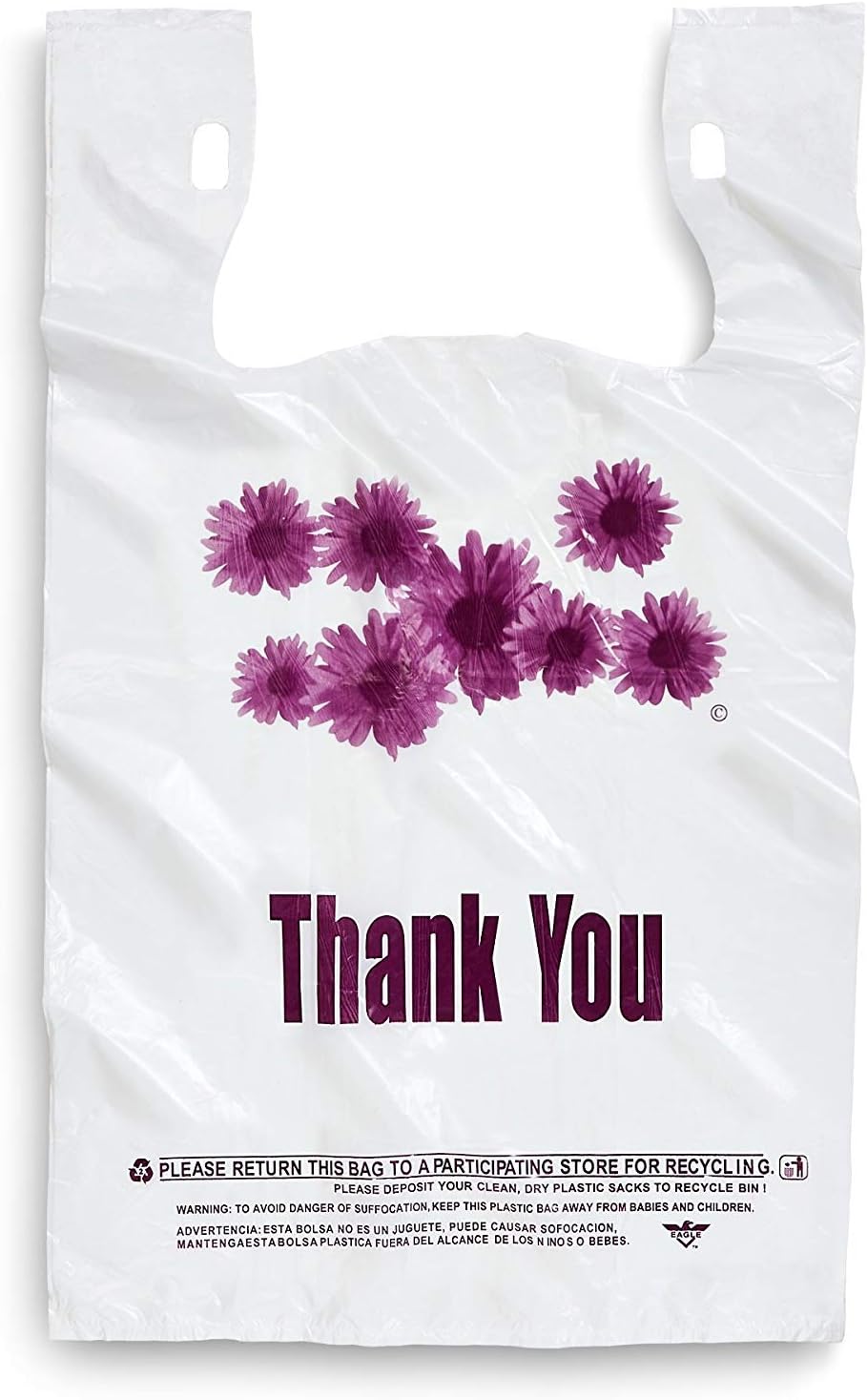 1/8 Flower Print Plastic T-Shirt Bags [600/Case]