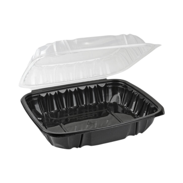 Karat 9"x 9" Dual-Color Microwavable Vented Hinged Lid Container [150/Case]