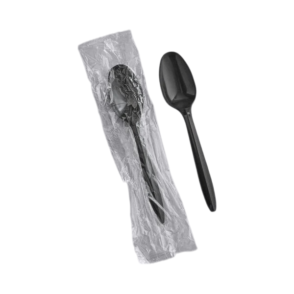 Medium Weight Individually Wrapped Plastic Teaspoon, Black [1000 Pack]