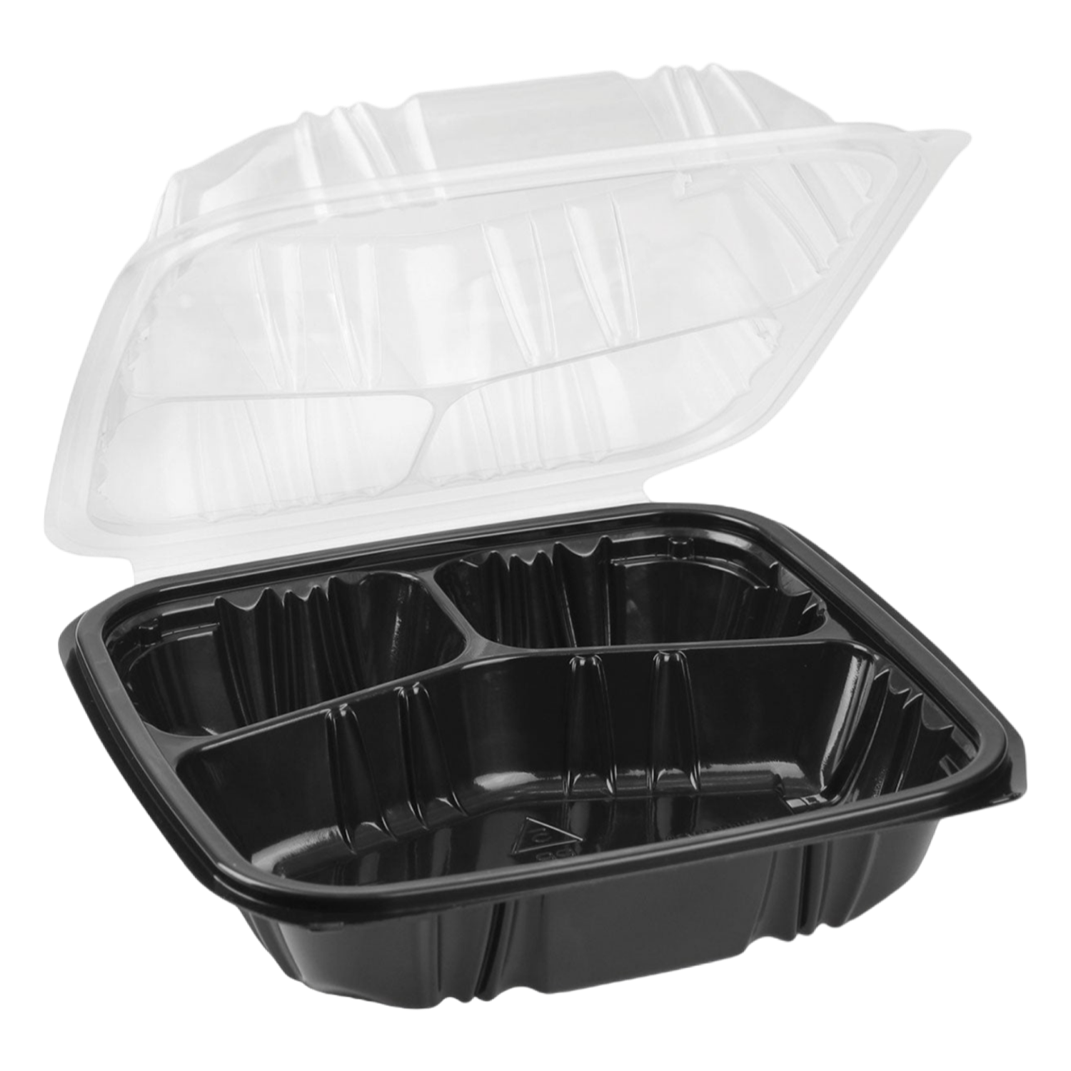 9.5"x 10.5"x 3"- 3 Compartment Dual-Color Microwavable Vented Hinged Lid Container [100/Case]