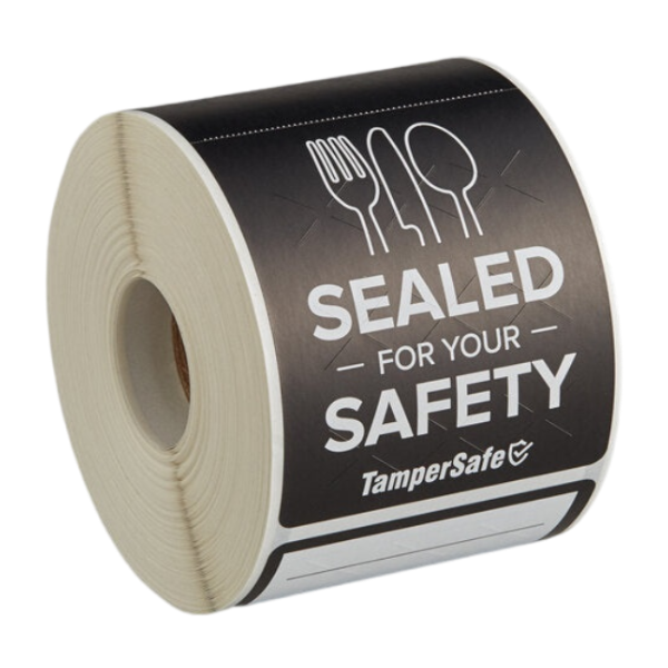 Tamper Evident Black Label Roll 2 1/2" X 6"[Sealed For Your Safety]
