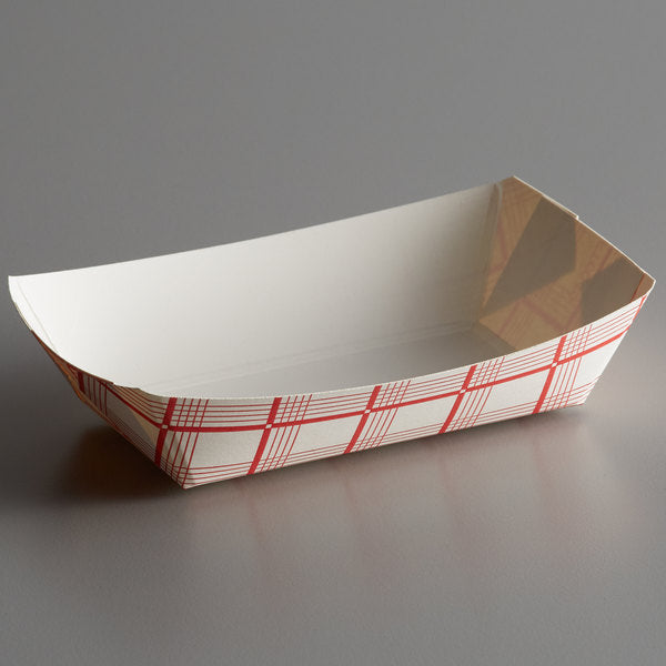 #50 Red Check Food Tray [1000 Pack]