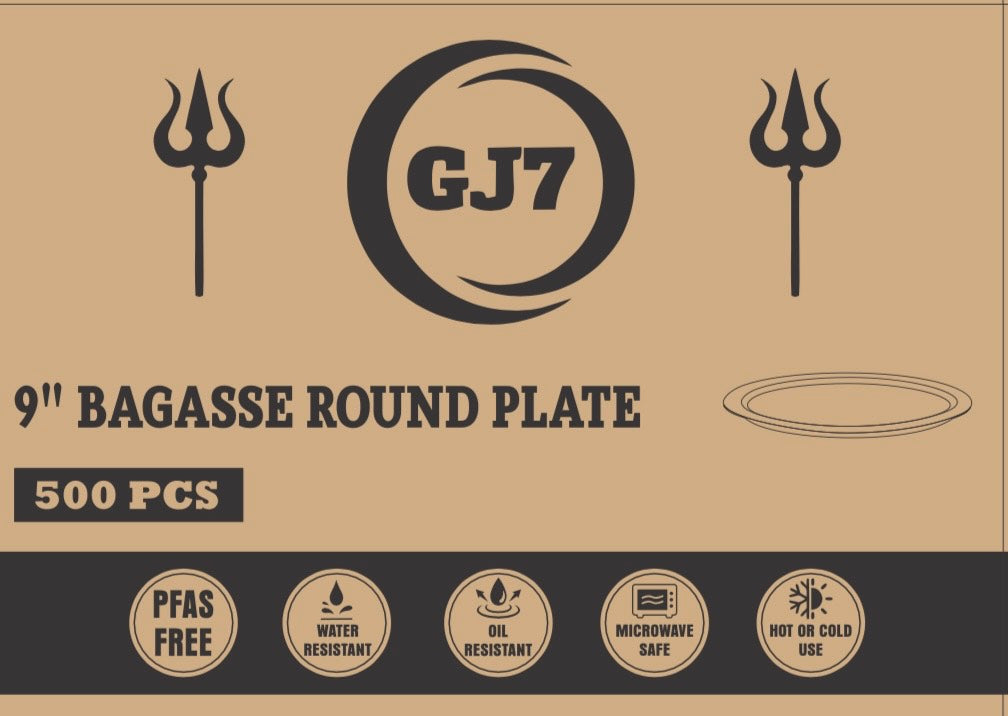 GJ7 - 9" Bagasse Round Plate, White [500/Case]