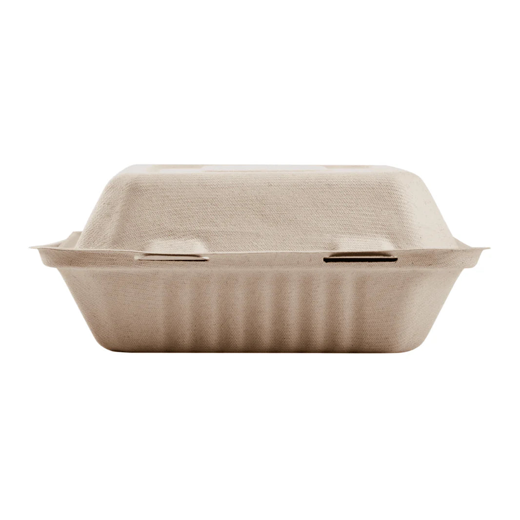 Brheez 9” x 9” - 3 Compartment Bagasse Take Out Containers, Natural  [150/Case]