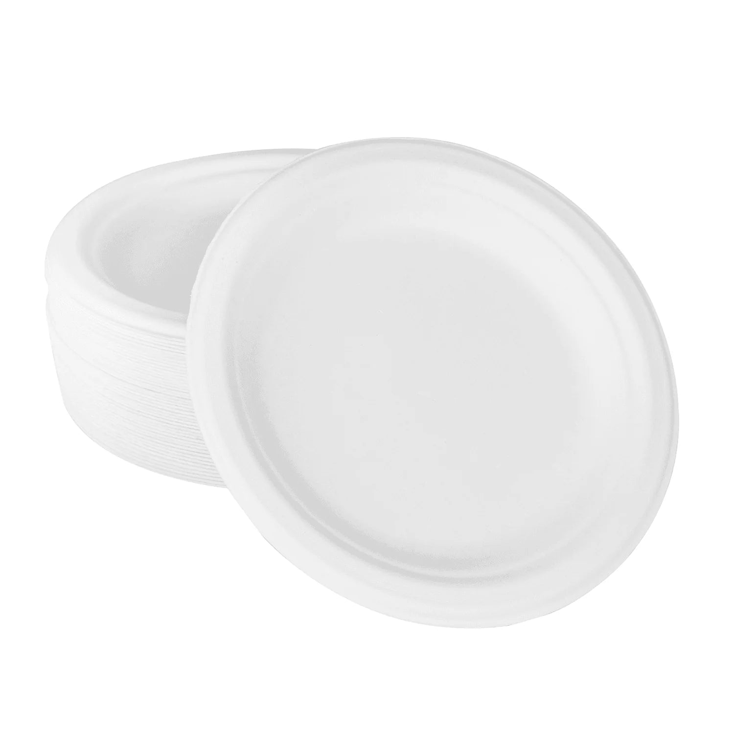 9" Compostable Bagasse Round Plate, White [500/Case]