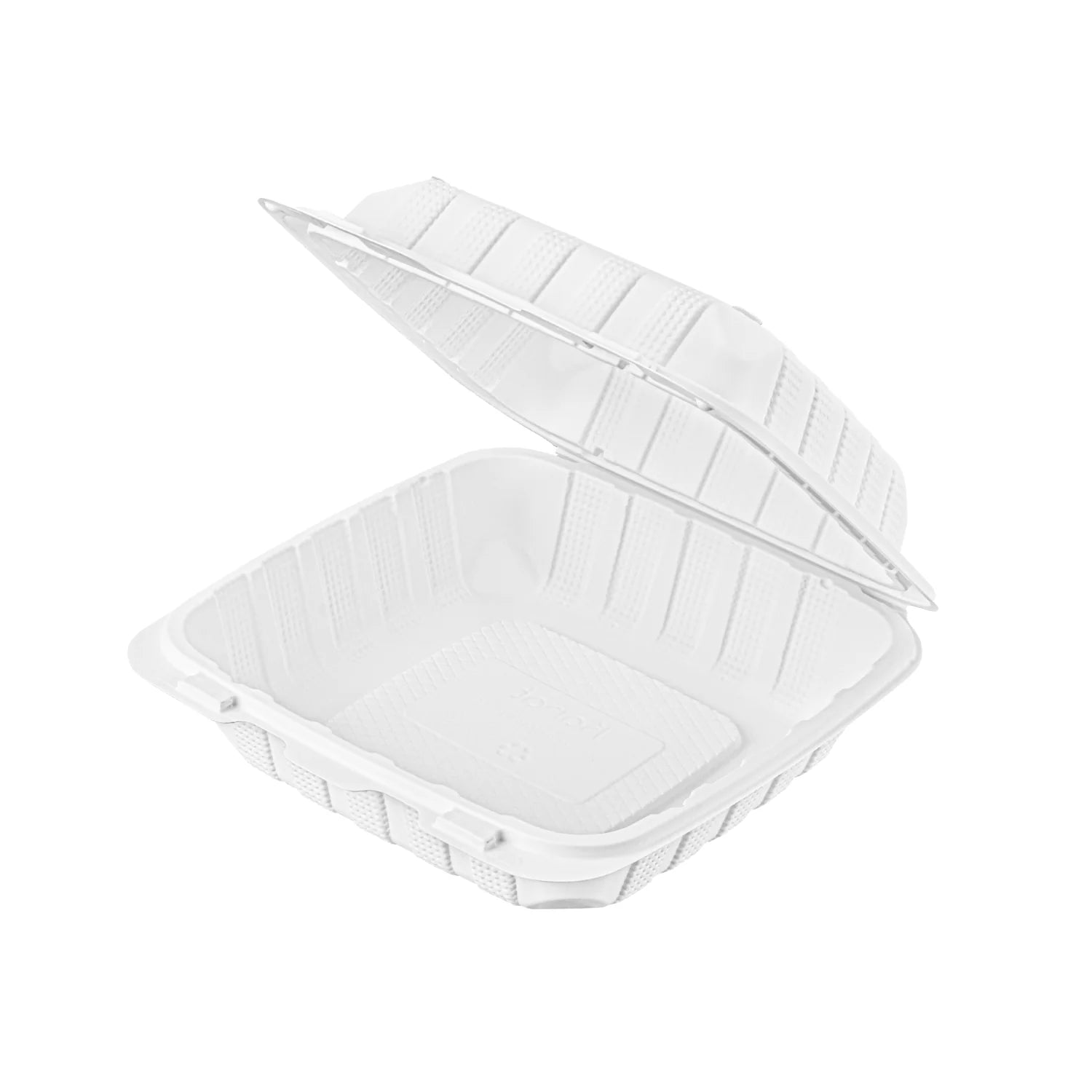 MFPP 8" x 8" Microwaveable Mineral Filled Plastic Hinged Lid Containers, White [150 Pack]