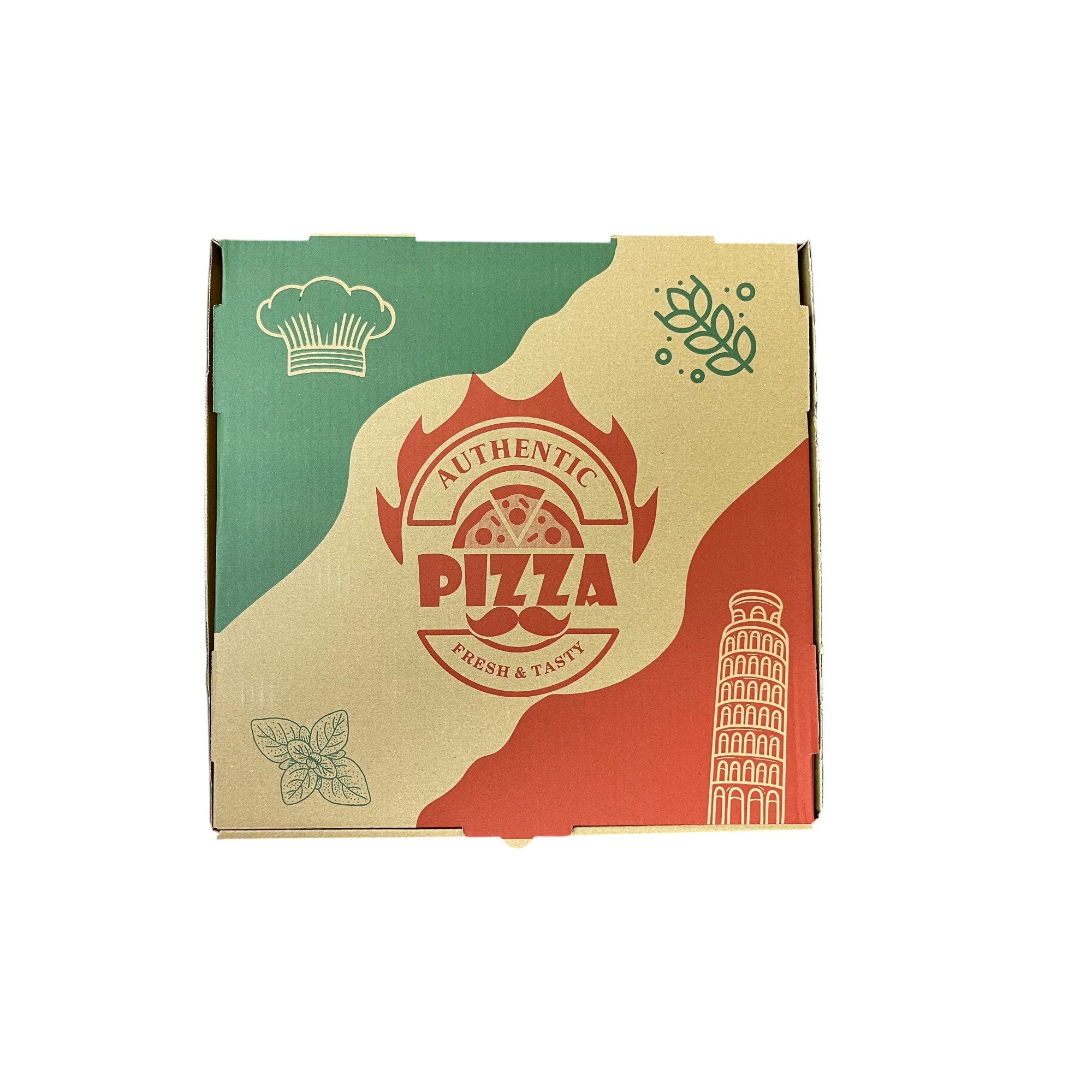 Tower Print 12''x 12''x 2'' Corrugated Pizza Box, Kraft  [100/Pack]