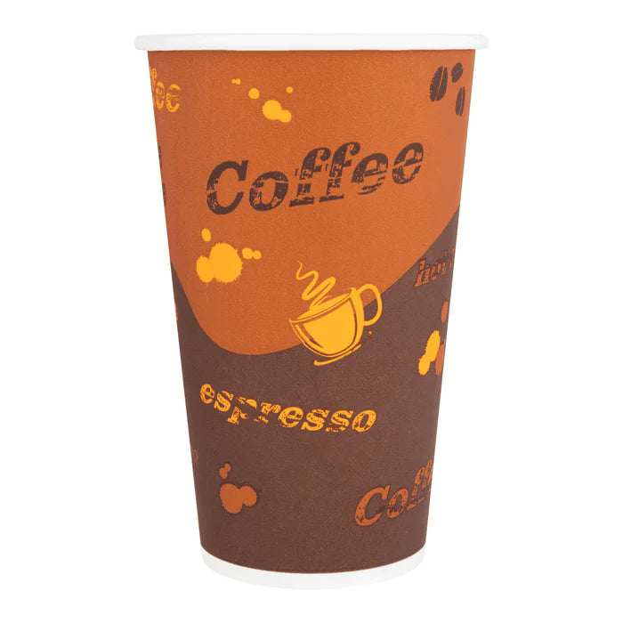 16 oz Karat Coffee Print Paper Hot Cups [1000/Case]