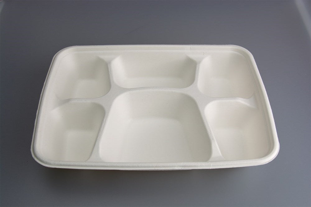 6 Compartment Bagasse Deep Meal Tray [300 Pack]