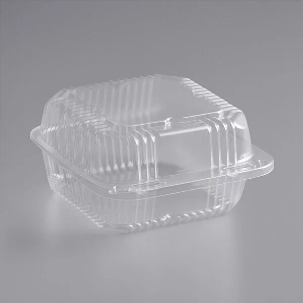 6.5" x 3.25" x 6.13" Clear Hinged Lid Plastic Container [500/Case]