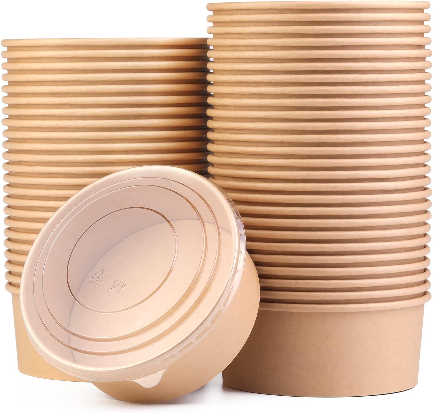 16 oz Round Kraft Paper Bowl With Plastic Lid [300 Pack]