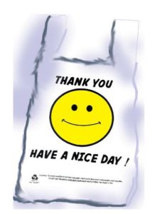 1/6 Plastic T-Shirt Thankyou Bags, White [300/Case]