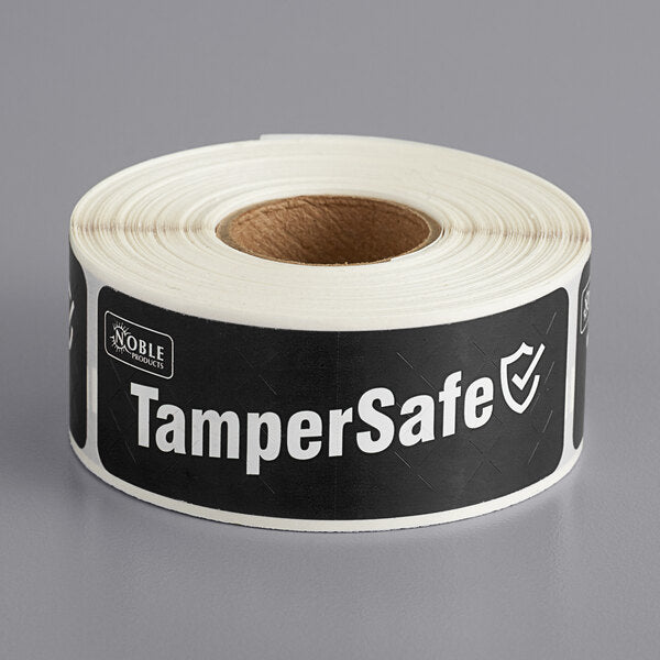 Tamper Evident Black Label Roll 1" X 3" [Temper Safe]