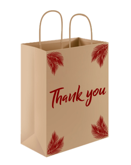 GJ7 12" X 7" X 12" Thank You Print Kraft Paper Shopping Bag With Handle [250/Case]
