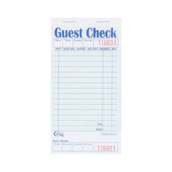Guest Check 1 Part, 18 Lines, Board [50/50]