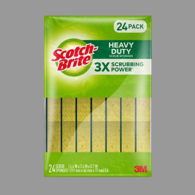 4.4" X 2.6" X 0.7" Heavy Duty Scotch Brite Sponge / Scouring Pad Combo [24 Pack]